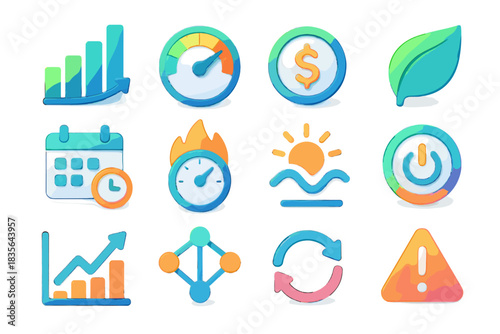 Mode saving smart graph vector d energy cost chart loop icon consumption