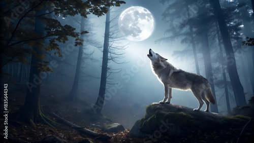 wolf howling at the moon
