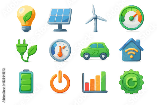 Meter graph green icon vector turbine badge wind set switch smart energy