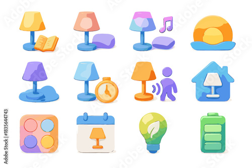 Light smart routine simulation scene home mode vector icon timer focus
