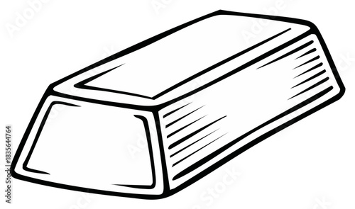Stylized black and white illustration of a gold bullion bar