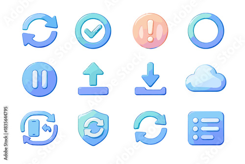 Paused icon checkmark alert sync status progress vector log cloud circle refresh