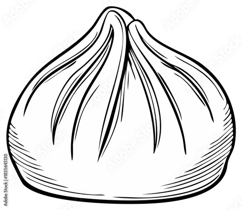 Hand Drawn Dumpling Illustration of Asian Cuisine Snack Dim Sum Baozi