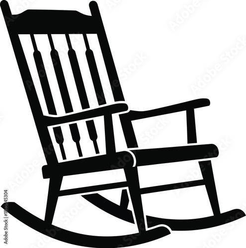 Rocking chair vector illustration icon, silhouette 