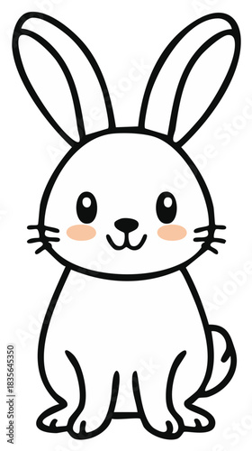 Adorable cheerful cartoon bunny illustration with big ears and pink cheeks