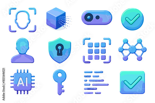 Success mark checkmark user id d face vector icon outline phone chip