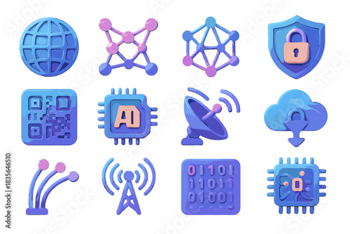 Mesh connection global antenna connected chip satellite link cyber cloud icon vector