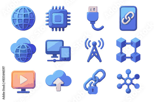 Cloud digital node link ecosystem tower connected vector icon mobile network