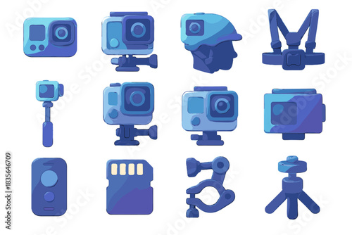 Underwater helmet vector chest remote icon battery strap d selfie case action