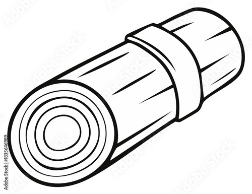 Line Art of Rolled Yoga Mat, Pilates Exercise Equipment or Rolled Mattress Topper Icon