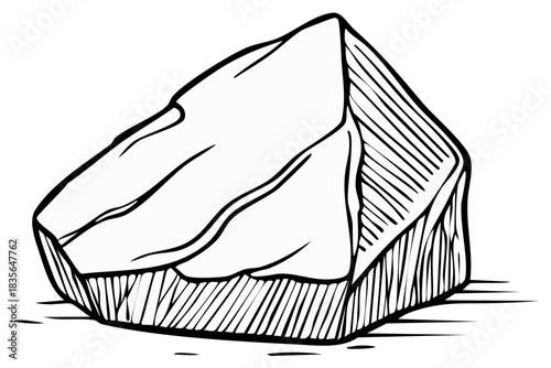 Rough Sketch of a Jagged Stone with Hatching Detail