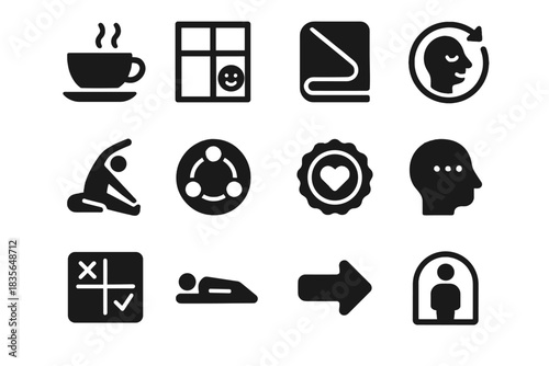 Monochrome guidance quiet negative vector relaxation gradients care optional self effects icon