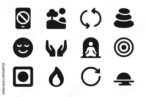 Slow centered icons mental white arch icon health loop vector no transparency
