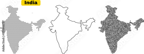 India map vector illustration featuring outline and detailed versions for geographic and infographic design projects