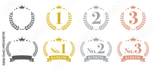 Ranking Badge Vector Icon Set (Laurel Wreath)
