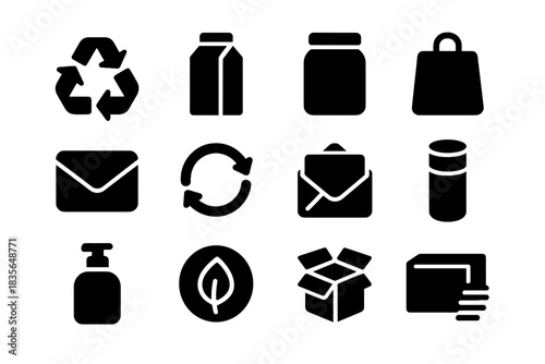 Icons sterile icon packaging jar geometric negative loop sustainable vector appearance no