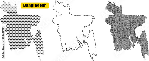 Bangladesh map set vector illustration in different styles perfect for geographic and infographic design