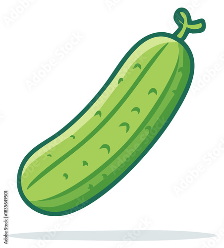 Fresh green cucumber vector illustration representing healthy food and garden produce