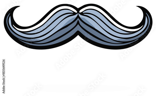 Classic grey handlebar mustache icon illustration for gentleman style or costume