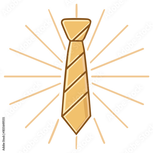 Business Tie Illustration with Sunburst Background, Formalwear, Professional Apparel