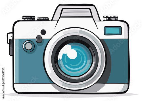 Stylish vintage camera illustration in white and teal a nostalgic photography concept art