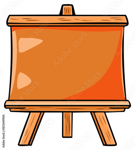 Wooden presentation easel illustration featuring a blank surface ideal for adding text or graphics on a portable sign stand for presentations