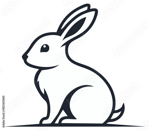 Stylized rabbit silhouette design showcases simplicity and elegance in a minimalist outline perfect for logo emblem art
