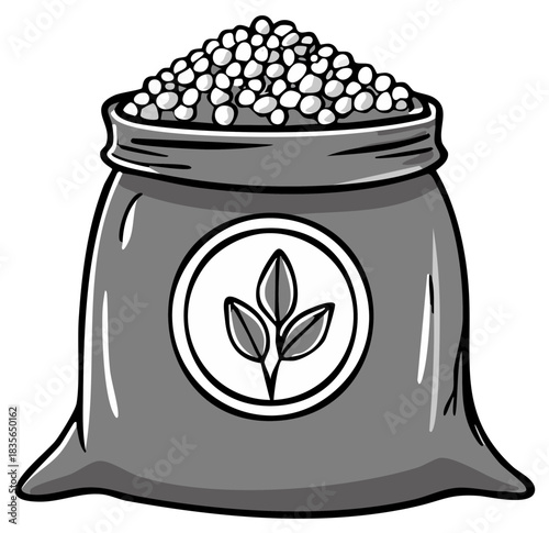 Bag of seeds fertilizer or grain with plant sprout icon farming agriculture concept