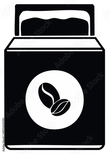 Simple coffee bag icon with coffee bean logo graphic illustration