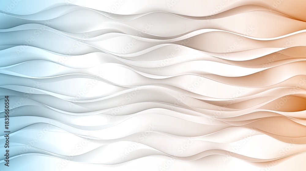 Obraz premium Soft edges and smooth shapes create a vibrant composition with flowing lines in light blue, orange, and pink hues, exuding modern elegance