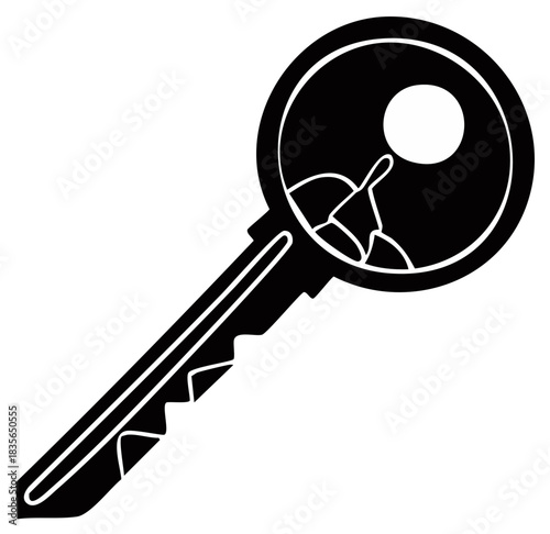 Black silhouette key icon symbol representing security, access, and unlocking solutions