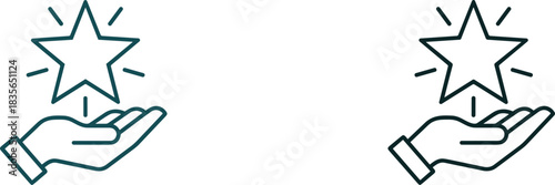 Recognition icon, reward symbol graphic, achievement badge illustration, customer service element, quality assurance icon, offering gesture design