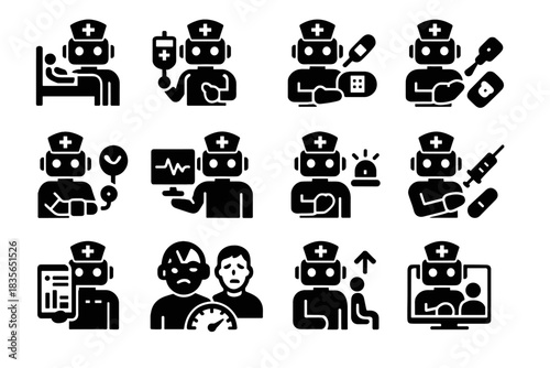 Blood robot monitoring remote icon nurse alert functions data injection vector care