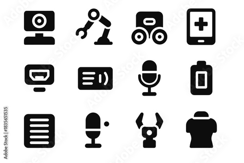 Nurse components led cooling robot sensor vector pack battery light mobility icon