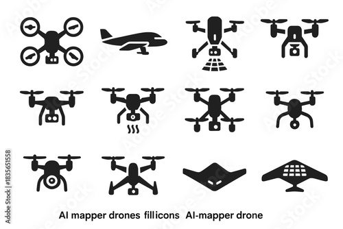 Folding imaging ai thermal heavy vector underwater dual icons icon stealth drone
