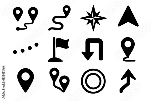 Rose ai compass vector marker icon directional navigation pathfinding arrow distance route