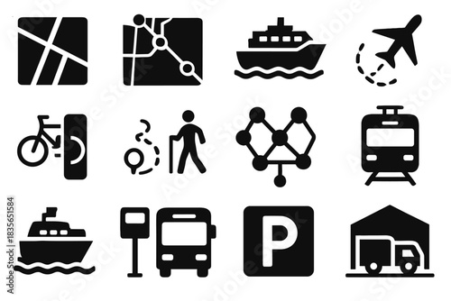 Hubs vector trails network icon icons railway paths transportation bus parking ai