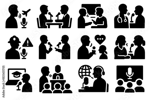 French japanese english hindi icons voice vector portuguese icon korean translator russian