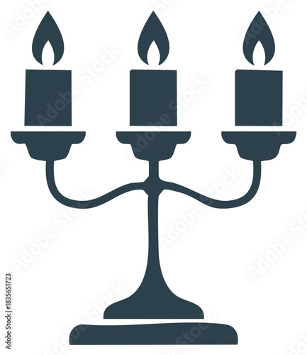 Elegant candelabra icon illustration with three lit candles
