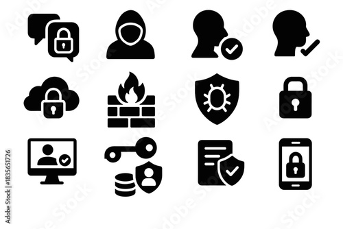 Lock vector login protection grid policy authentication data control cybersecurity icon consent