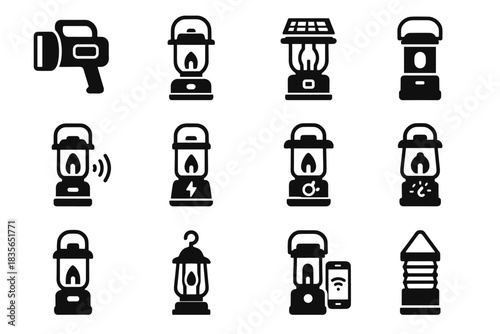 Hanging control vector lantern led camping icon digital emergency lanterns app rechargeable