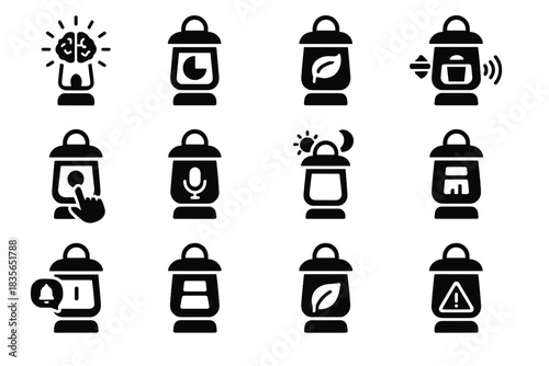 Design wireless icon lantern icons ai vector futuristic smart light signaling emergency