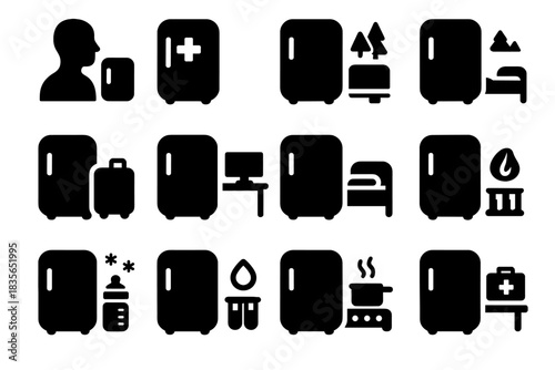 Fridge nano outdoor beverage kitchens office icon baby use vector food skincare