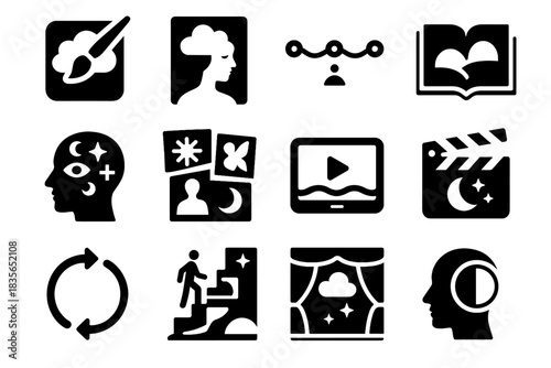 Symbolic vector sensory lucid dream set journal icon abstract render journey