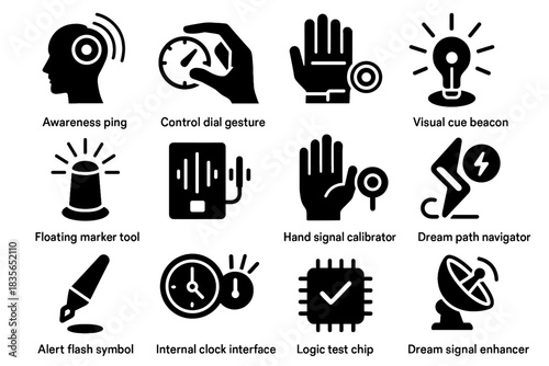 Lucid dial voice dream internal panel visual trigger tools vector icon marker