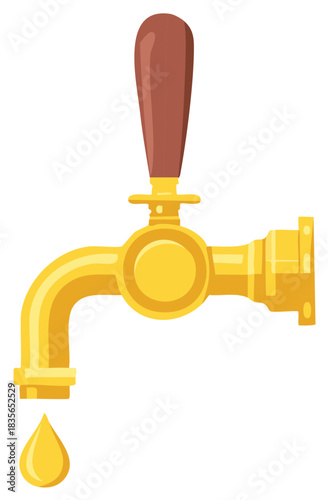 golden beer tap with brown handle clip art preview