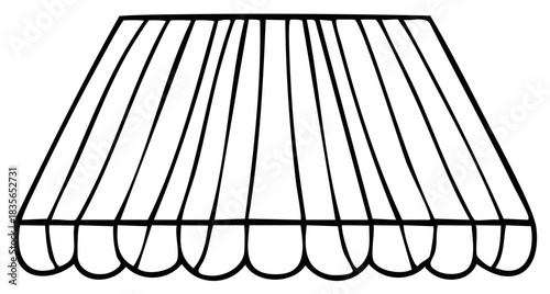 Retro striped store awning or canopy illustrated in a simple hand drawn style