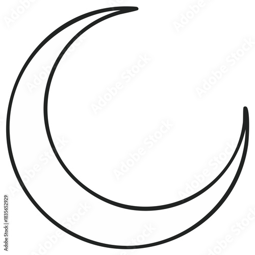 Minimalist crescent moon line art on a bright background in celestial spiritualist theme