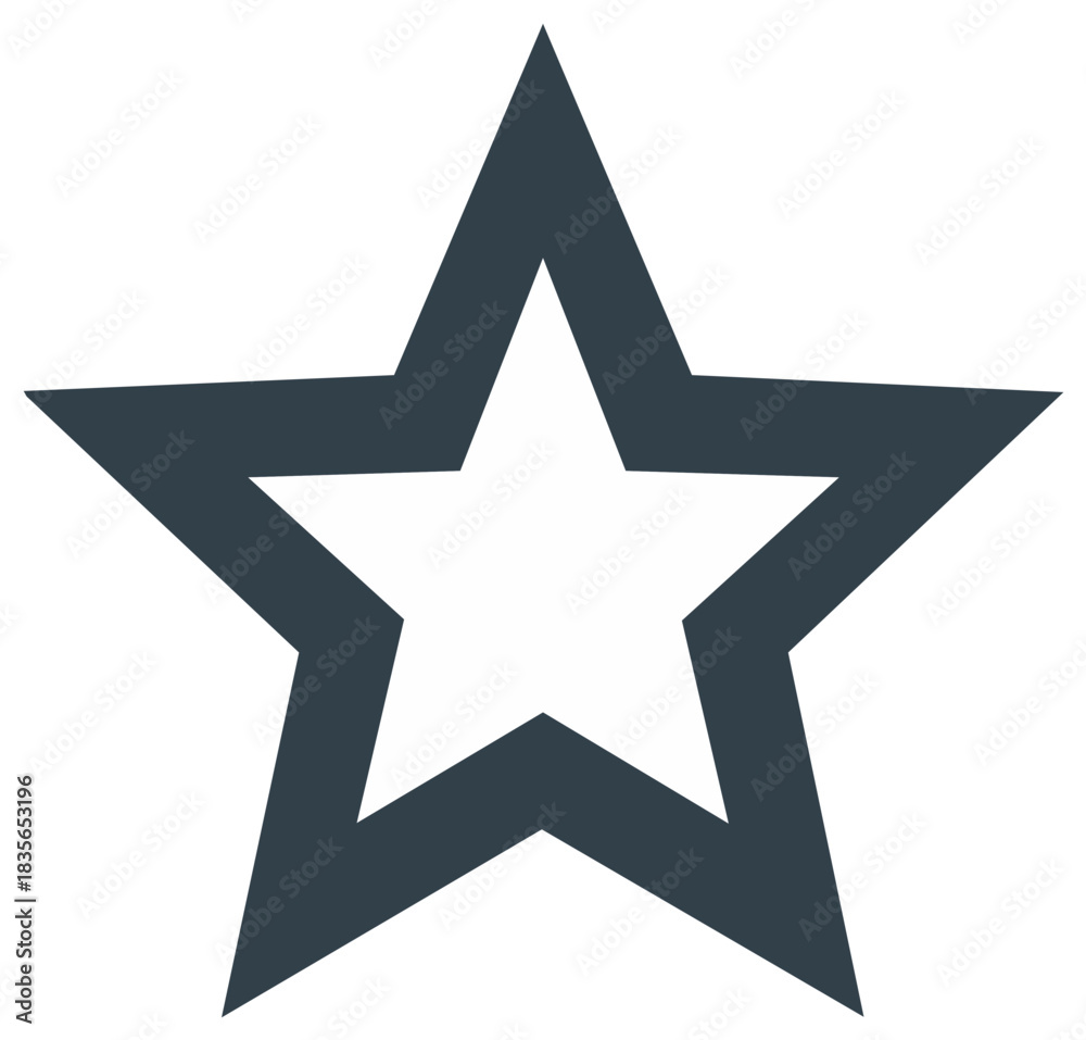 Fototapeta premium Simple outlined star graphic, isolated on a white background