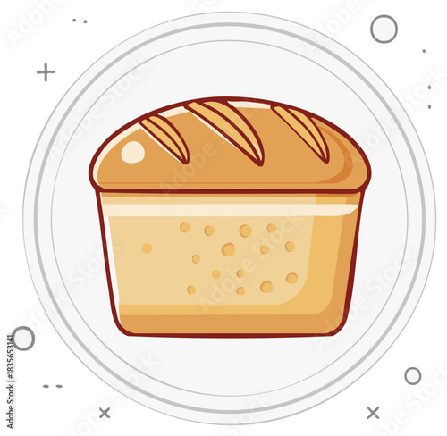 Appetizing golden brown loaf of fresh baked bread simple cartoon illustration doodle art